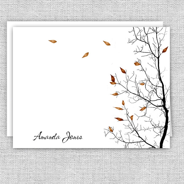 Personalized Printed Note Cards - Fall Tree