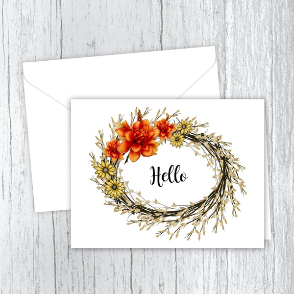 Autumn Wreath Hello Note Cards