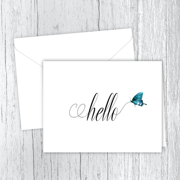 Hello Butterfly Printed Note Cards