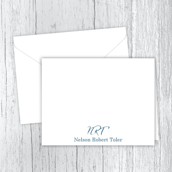 Men's Personalized Note Cards - Name with Script Initials