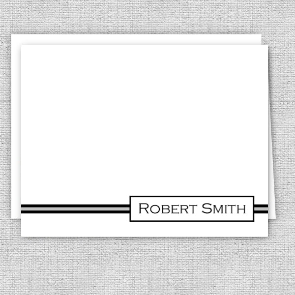Men's Personalized Note Cards - Stripes
