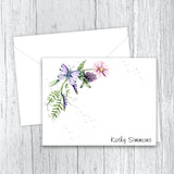 Butterfly and Flowers Personalized Note Cards