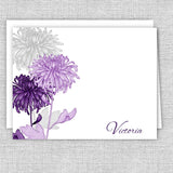 Purple & Gray Mums Personalized Note Cards