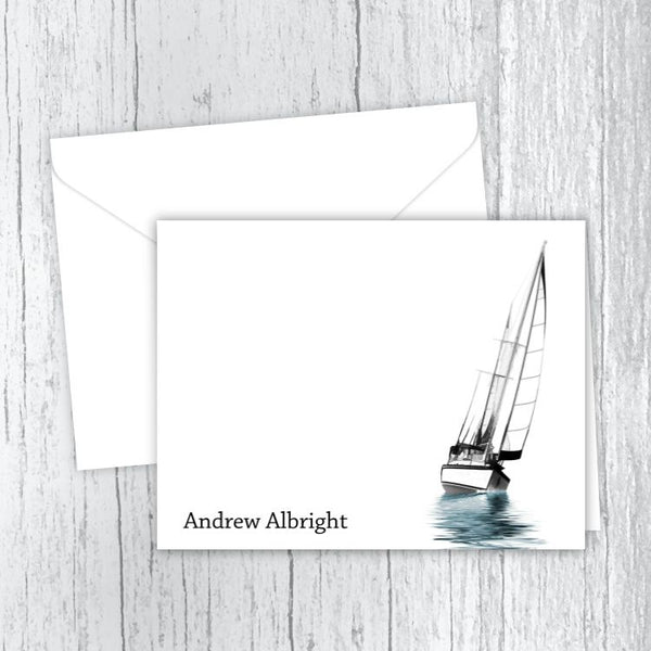 Sailboat on the Water Personalized Note Cards
