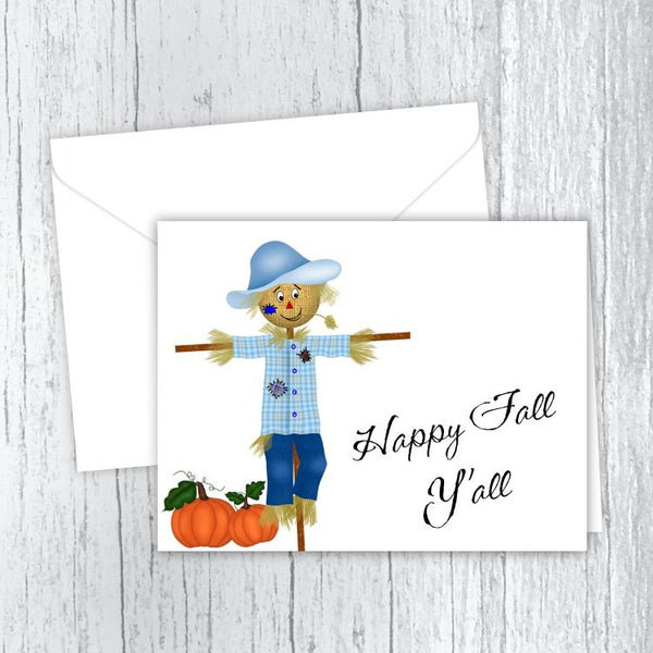Scarecrow & Pumpkins Printed Note Cards