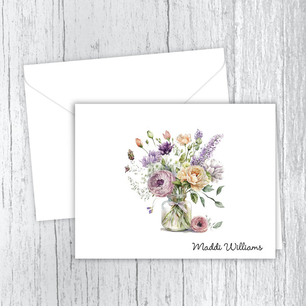 Personalized Note Cards - Vase of Flowers