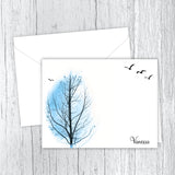 Personalized Printed Note Cards - Winter Birds
