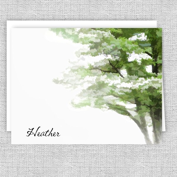 Painted Dogwood Personalized Printed Note Cards