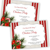 Candy Cane & Pine Christmas Party Invitation