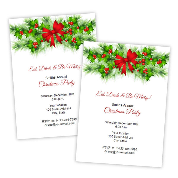 Holly Bough Christmas Party Invitation