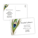 Peacock Feather Bridal Shower Invitation Postcard