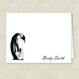 Mom and Baby Penguin Personalized Note Cards