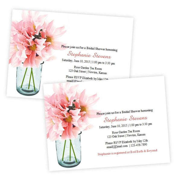 Pink Daisies Mason Jar Bridal Shower Template