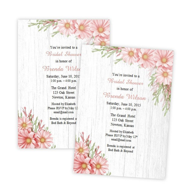 Pink Daisies Country Bridal Shower Template