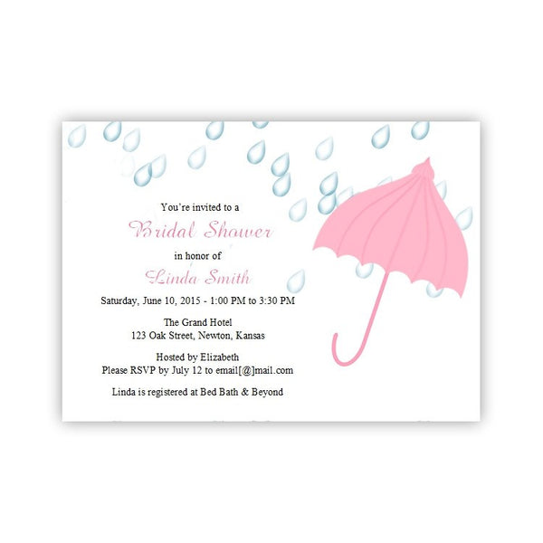 Pink Umbrella Bridal or Baby Shower Invitation