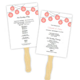 Peach Hanging Lanterns Wedding Program Fan Template