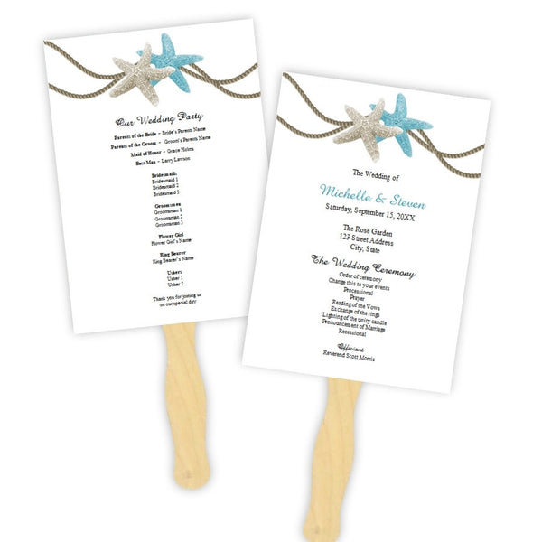 Starfish Wedding Program Fan Template