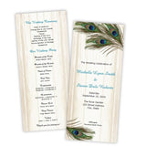 Peacock Feathers on Wood Tea Length Wedding Program