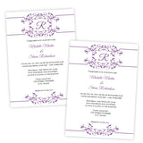 Purple Flourish Monogram Wedding Invitation