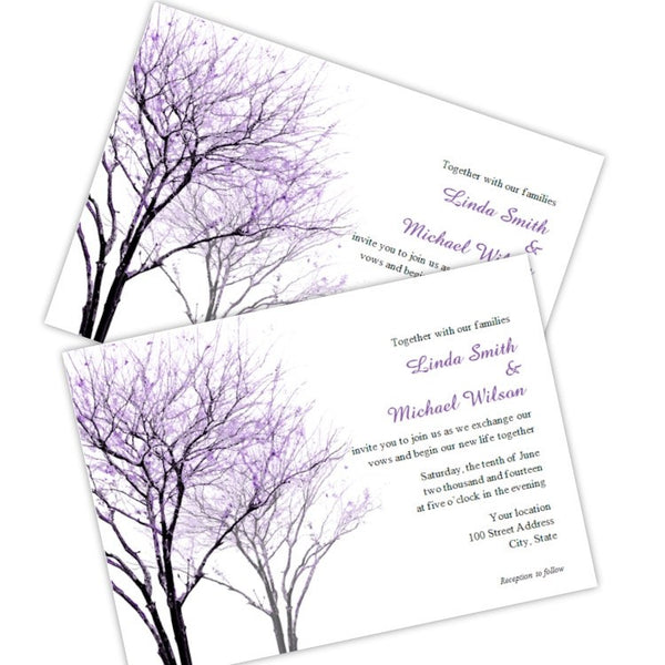 Purple Trees Wedding Invitation Template