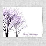 Purple Trees Personalized Printed Note Cards