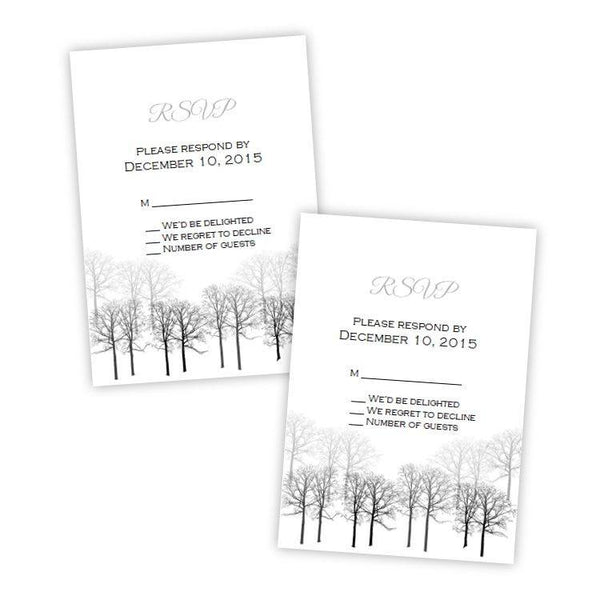 Winter Forest Wedding RSVP Card Template