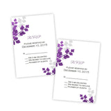 Plum & Gray Leaves Wedding RSVP Card Template