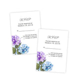 Purple & Blue Hydrangeas Wedding RSVP Card Template