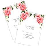 Tropical Hibiscus Wedding RSVP Cards Template