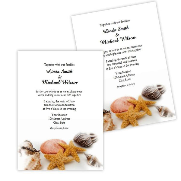Seashells Wedding Invitation Template
