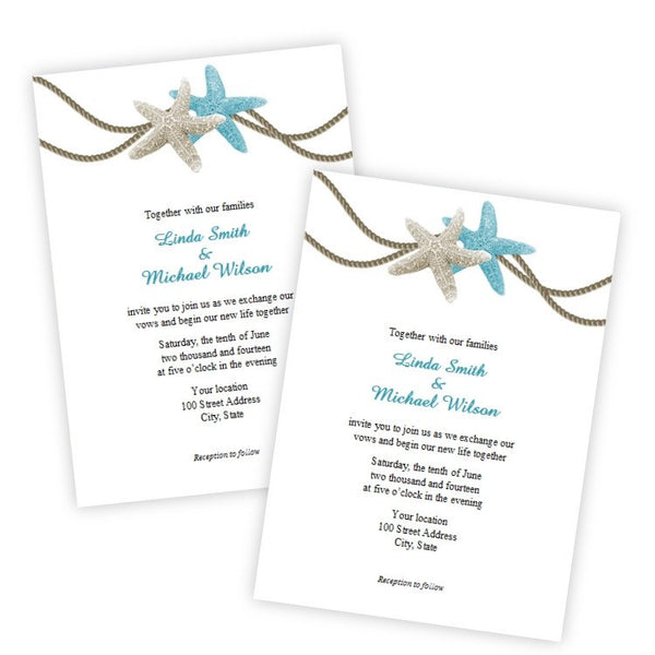 Starfish Wedding Invitation Template
