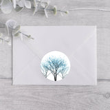 Blue Trees Round Stickers