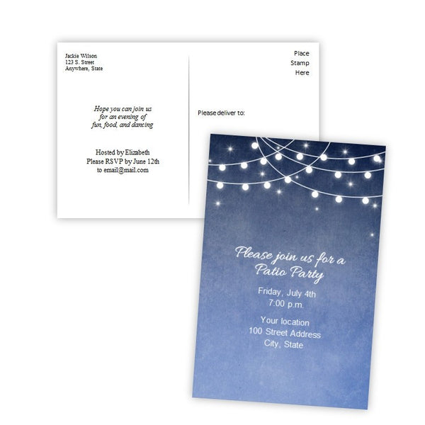 String of Lights Evening Party Invitation Postcard