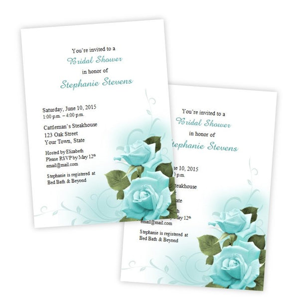 Teal Roses Bridal Shower Invitation Template