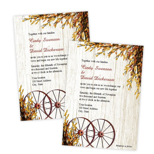 Wagon Wheels Wedding Invitation Template