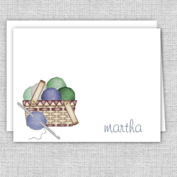 Yarn Basket Personalized Note Cards