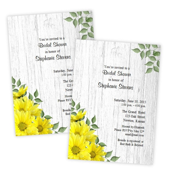 Yellow Daisies Bridal Shower Template
